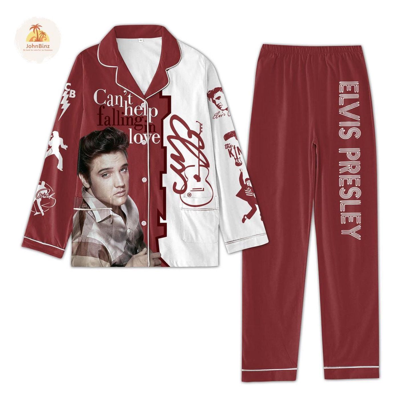 Rock and Roll Elvis Presley Lover Pajamas: Stylish Women s Set for Rock Music Fans!