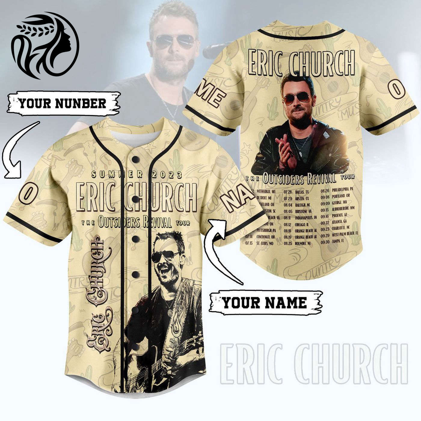 Eric Church Baseball Jersey For Men Women And Kids Gift