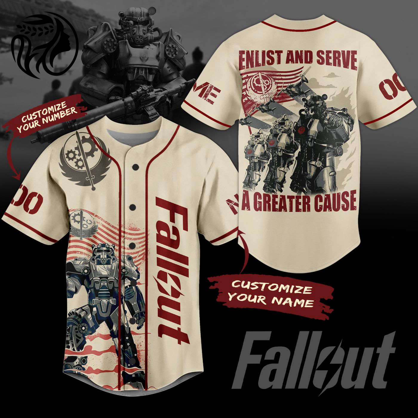 Fallout Enlist And Serve Baseball Jersey For Men Women And Kids Gift