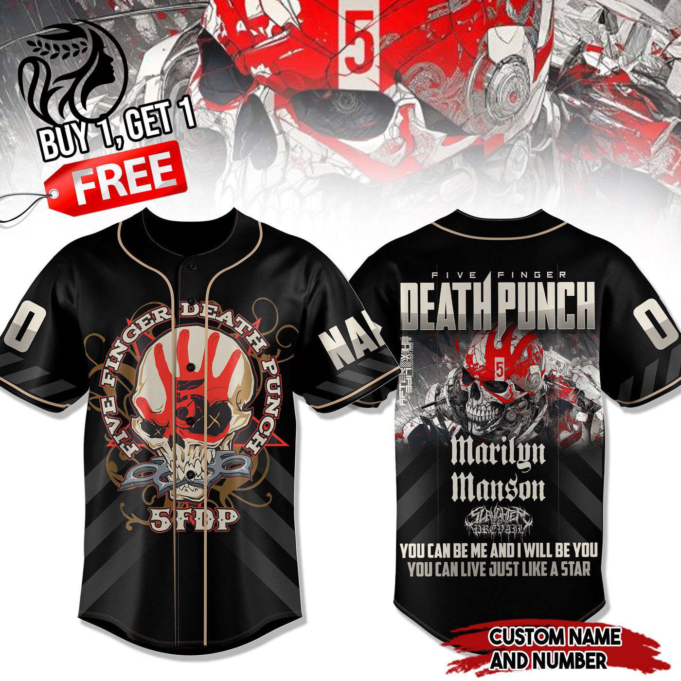 Five Finger Death Punch Baseball Jersey For Men Women And Kids Gift