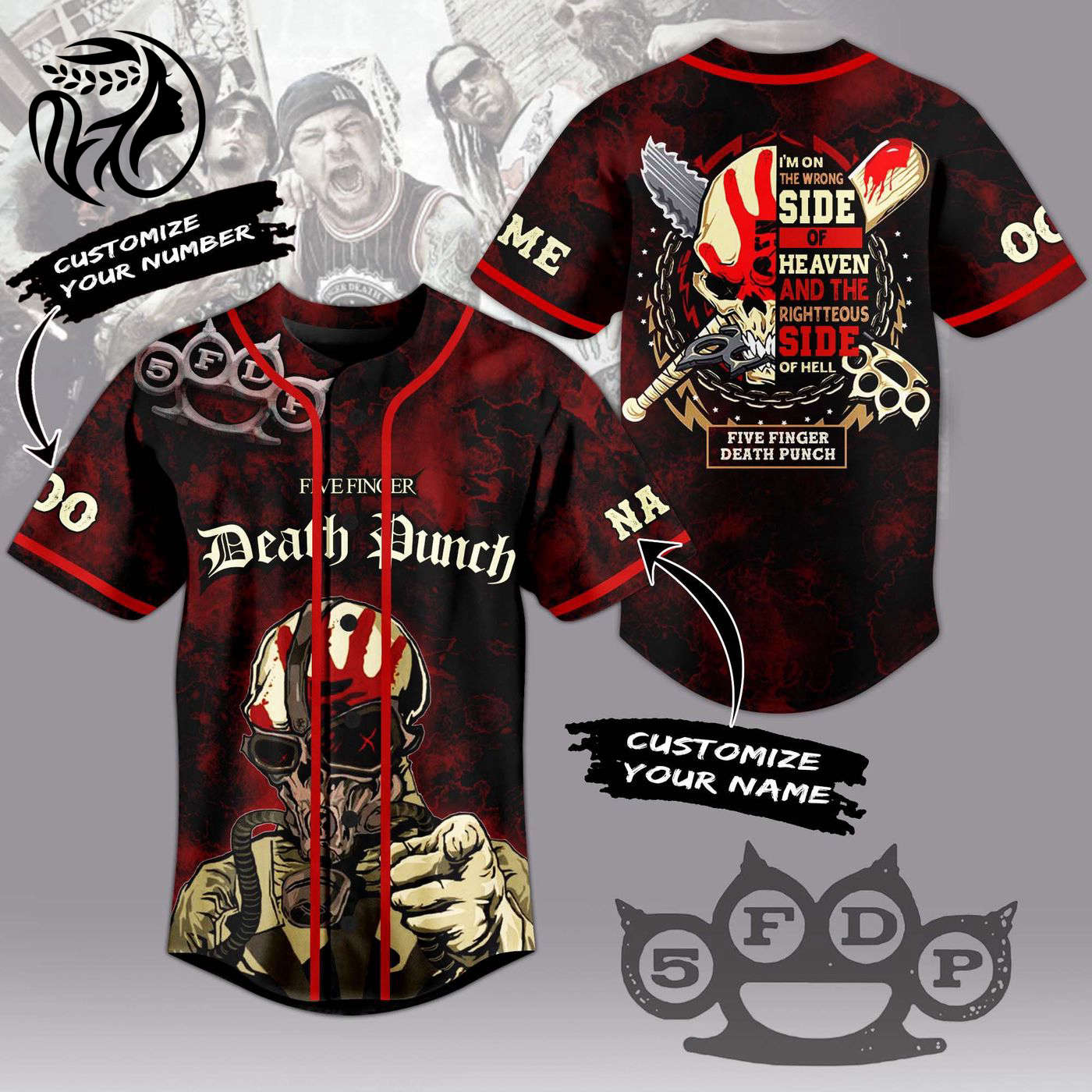 Five Finger Death Punch Baseball Jersey For Men Women And Kids Gift