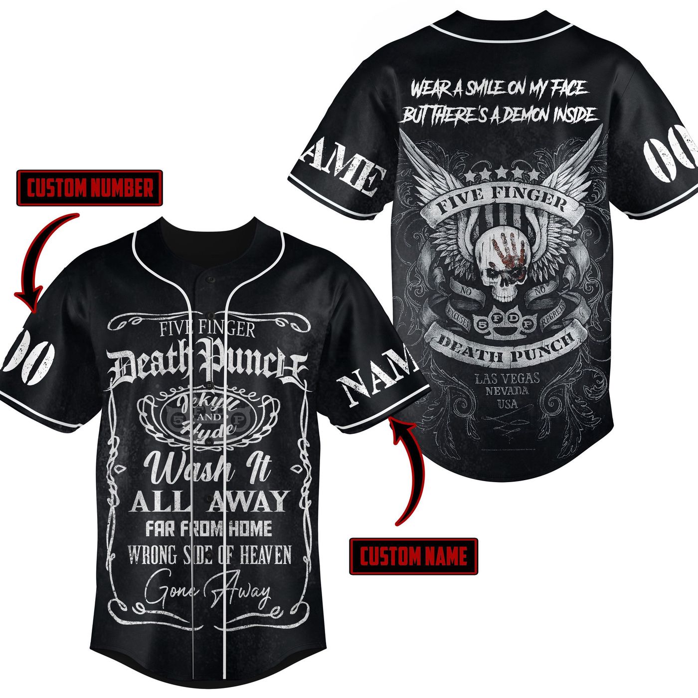 Five Finger Death Punch Baseball Jersey For Men Women And Kids Gift