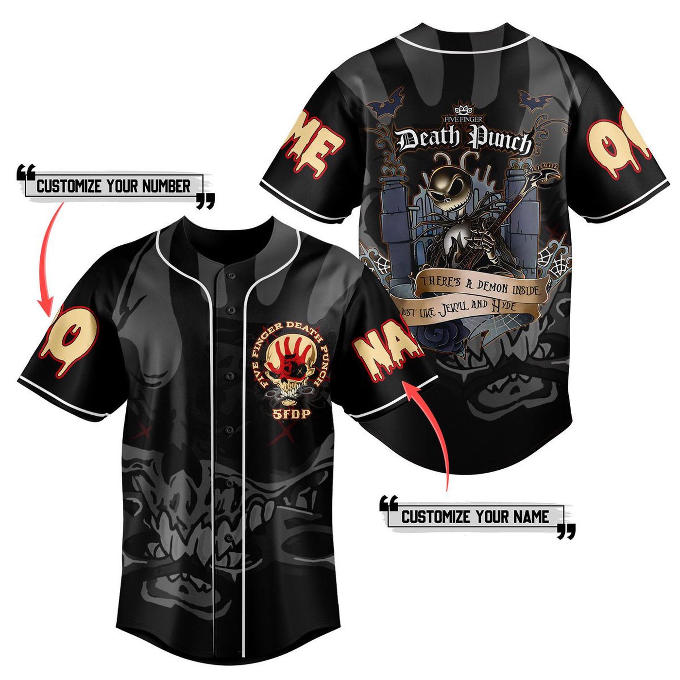 Five Finger Death Punch Baseball Jersey For Men Women And Kids Gift