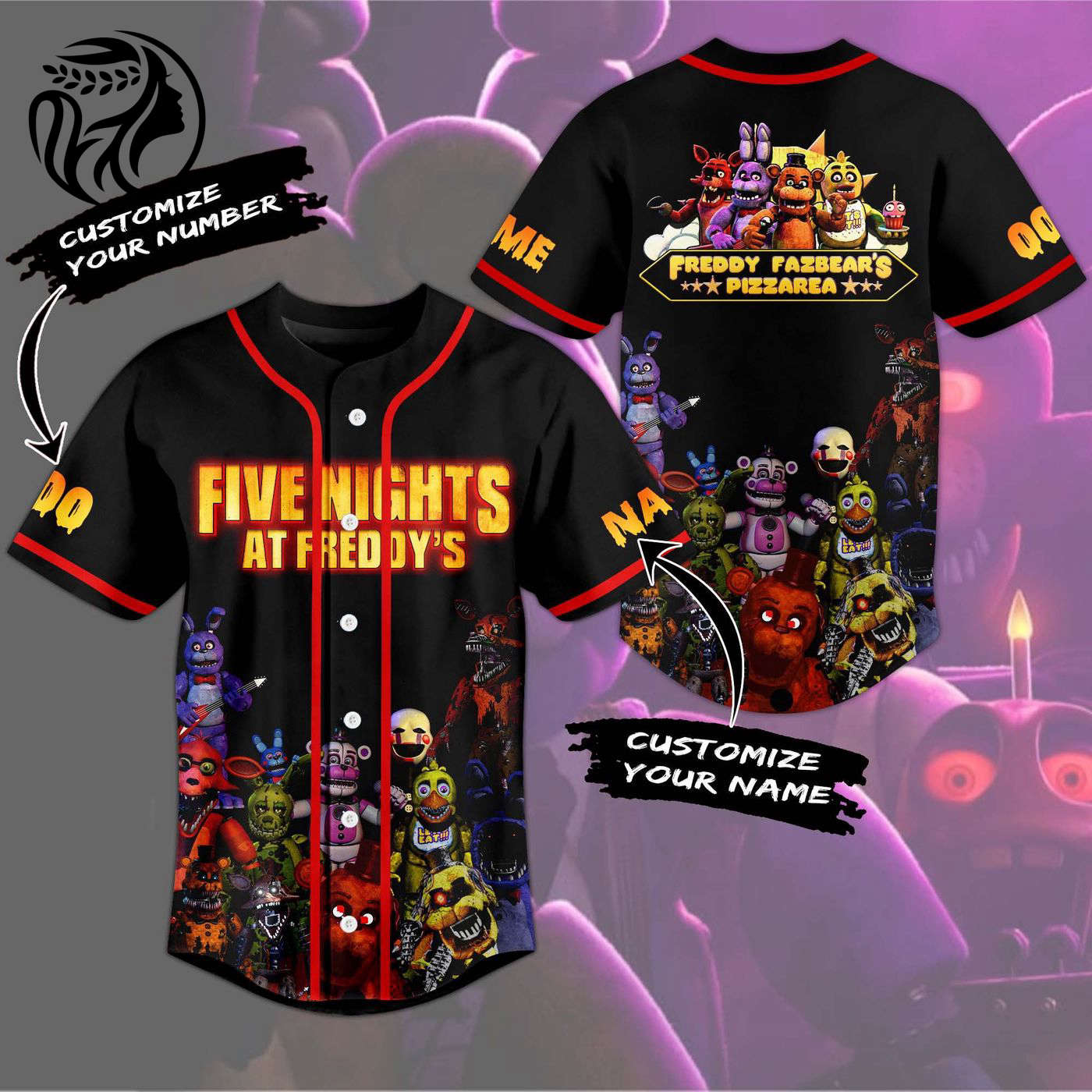 Five Nights at Freddy Baseball Jersey For Men Women And Kids Gift