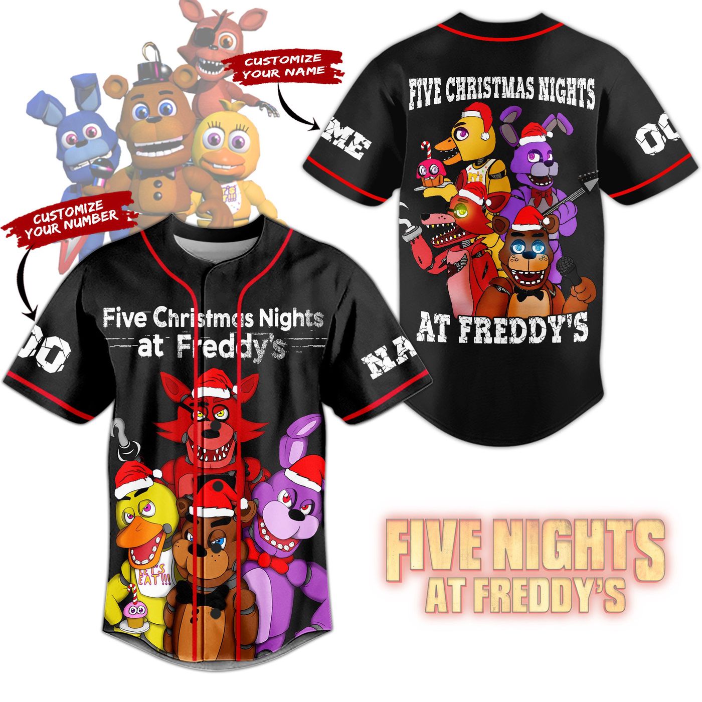 Five Nights at Freddy Baseball Jersey For Men Women And Kids Gift Five Nights at Freddy Baseball Jersey For Men Women And Kids Gift