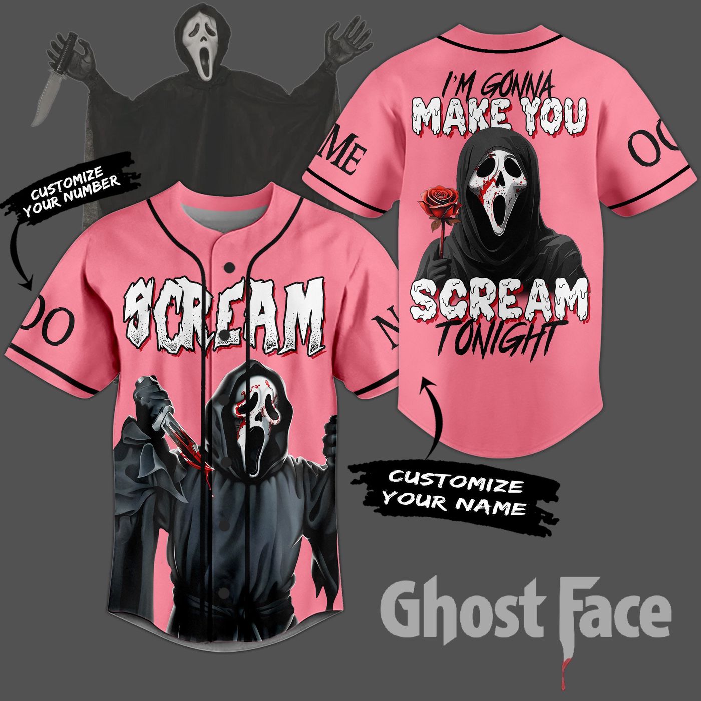 Ghostface Baseball Jersey For Men Women And Kids Gift Ghostface Baseball Jersey For Men Women And Kids Gift