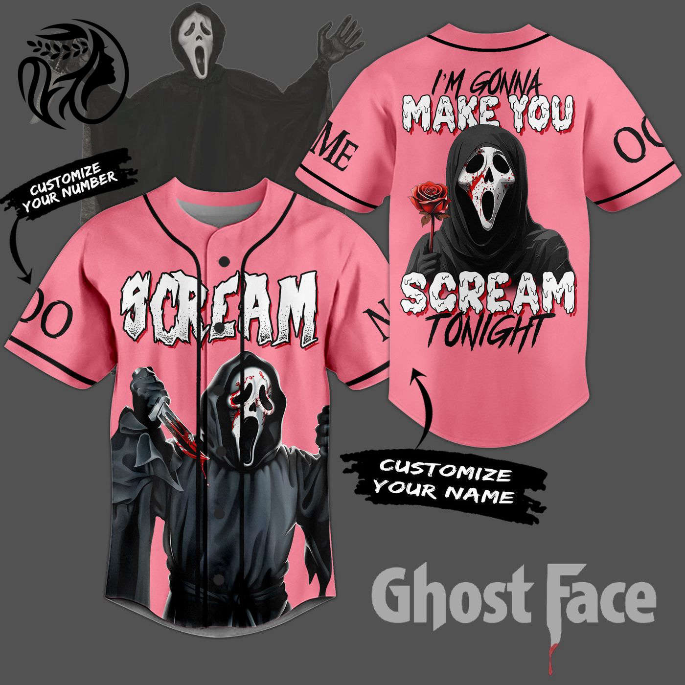 Ghostface Baseball Jersey For Men Women And Kids Gift