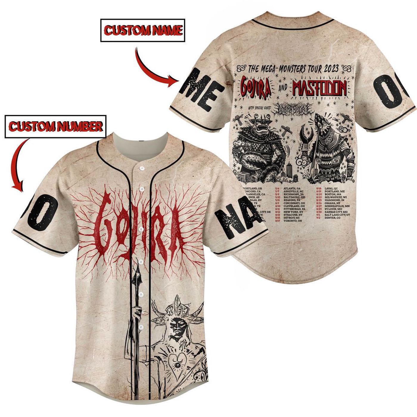 Gojira And Mastodon Baseball Jersey For Men Women And Kids Gift