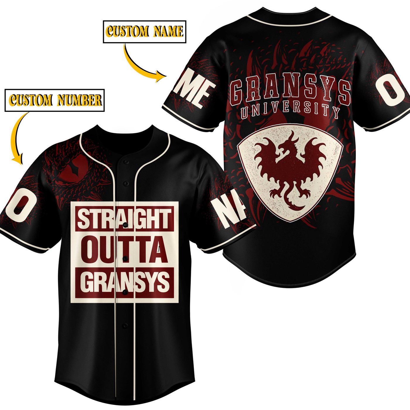 Gransys University Baseball Jersey For Men Women And Kids Gift