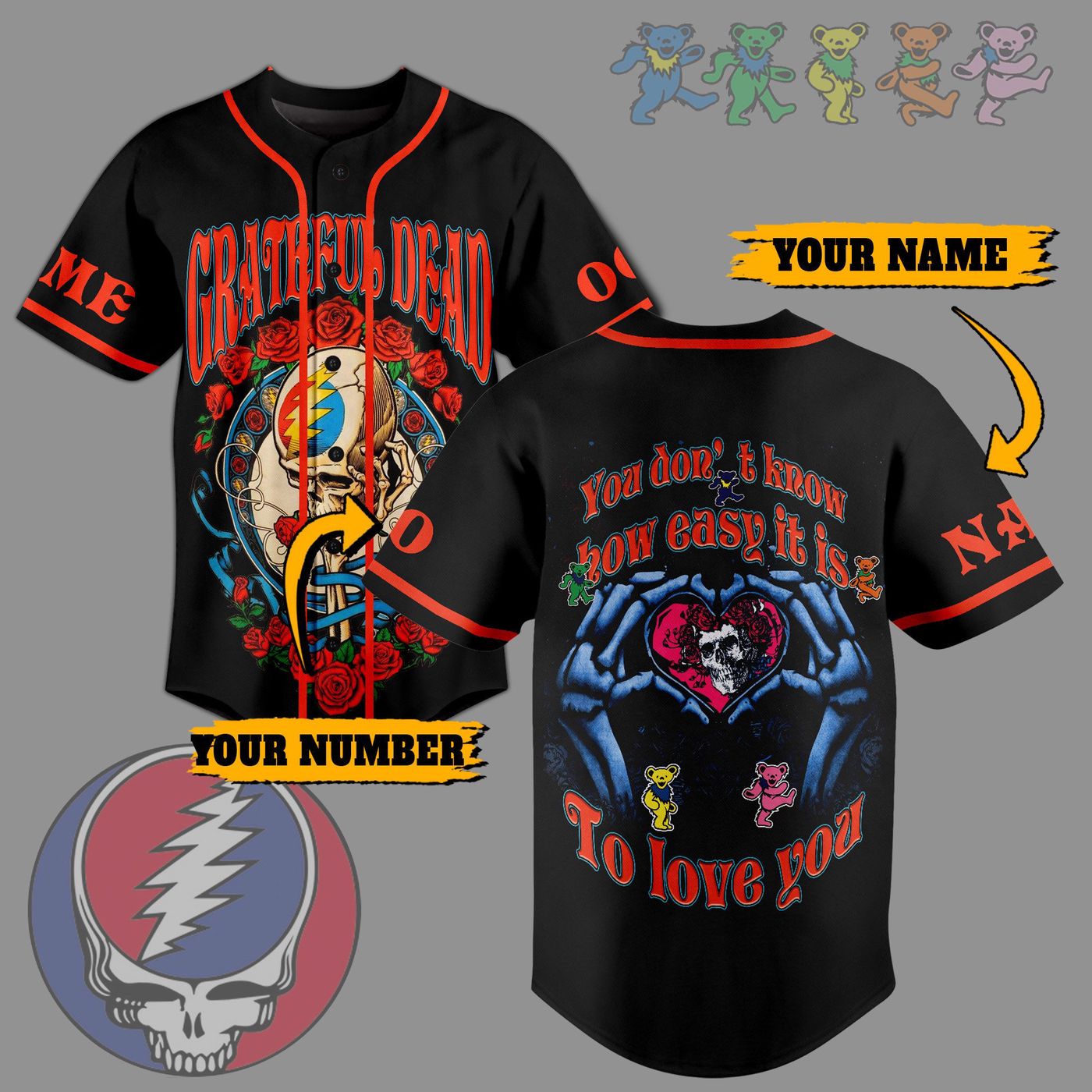 Grateful Dead Baseball Jersey For Men Women And Kids Gift