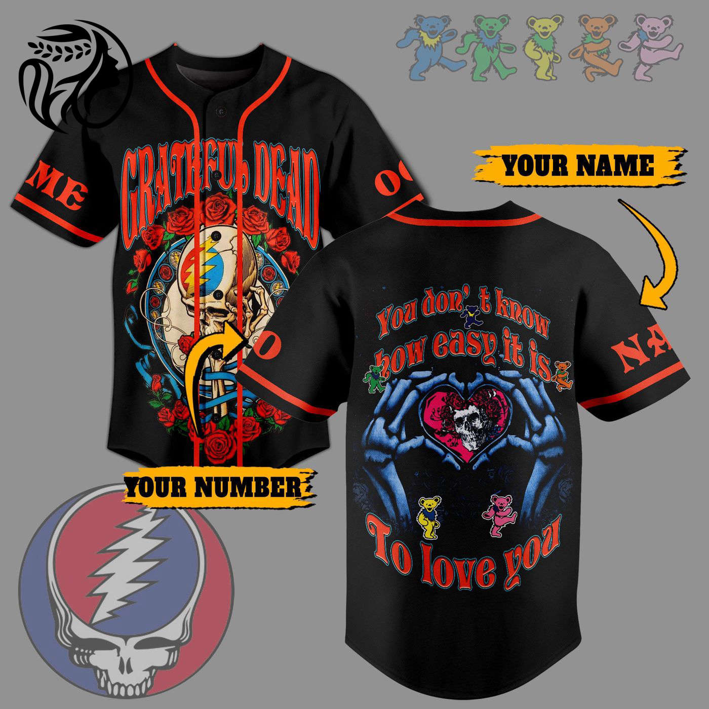 Grateful Dead Baseball Jersey For Men Women And Kids Gift