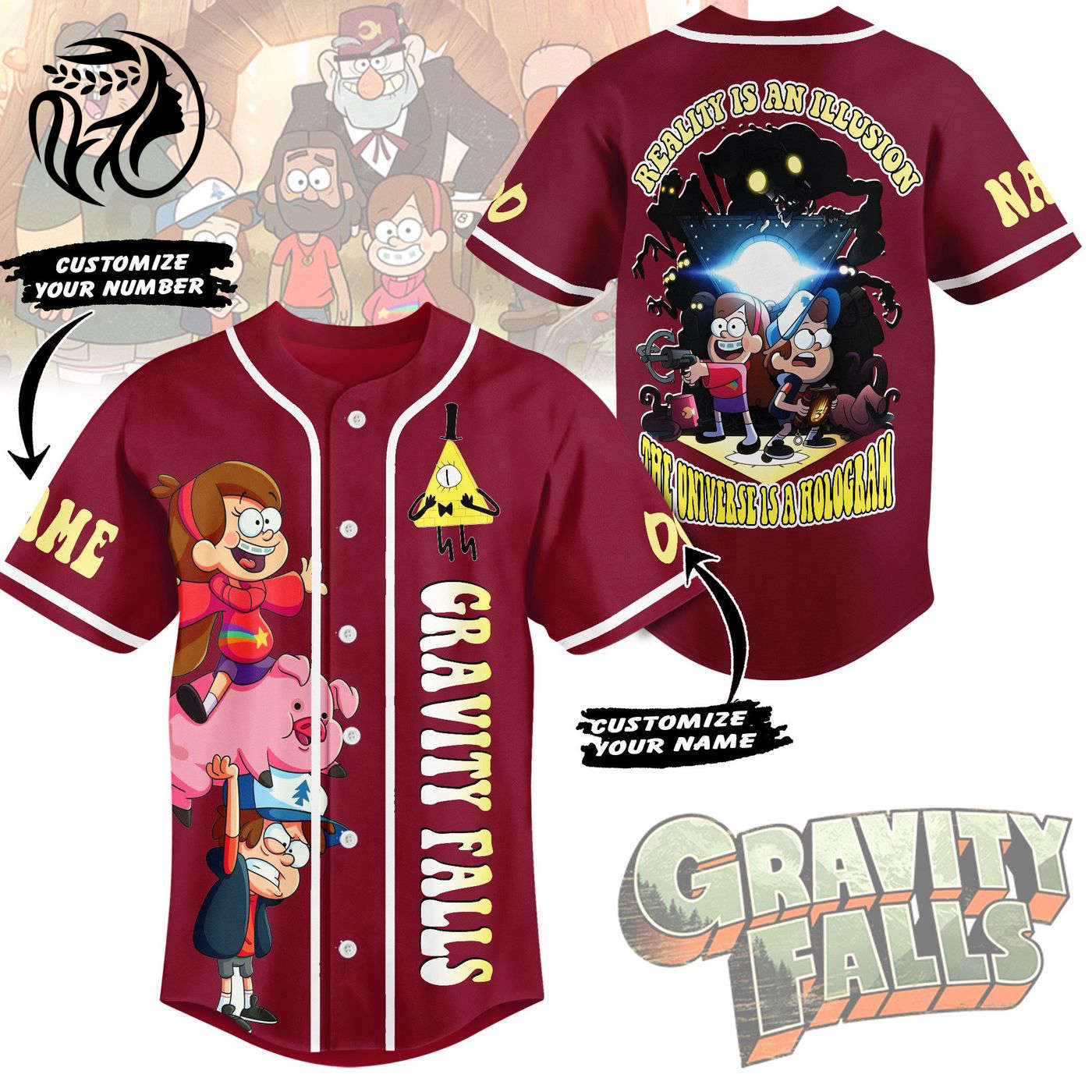 Gravity Falls Baseball Jersey For Men Women And Kids Gift