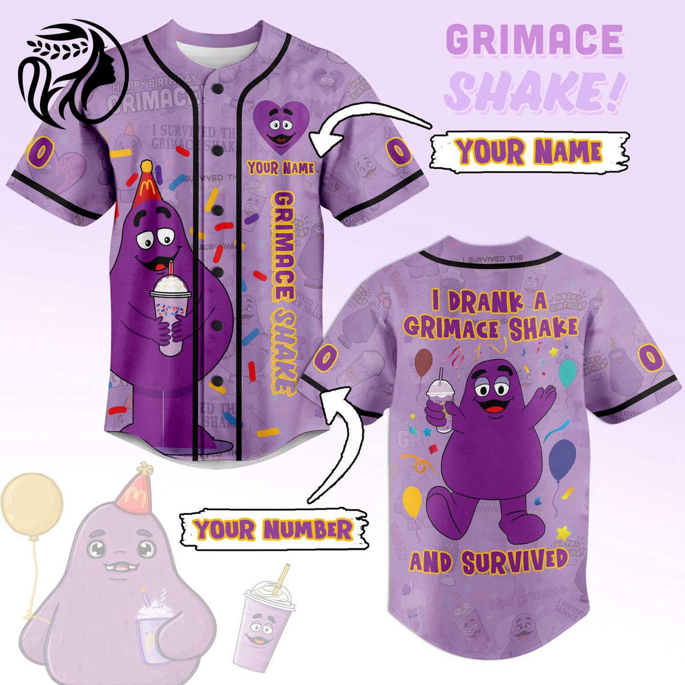 Grimace Shake Baseball Jersey For Men Women And Kids Gift