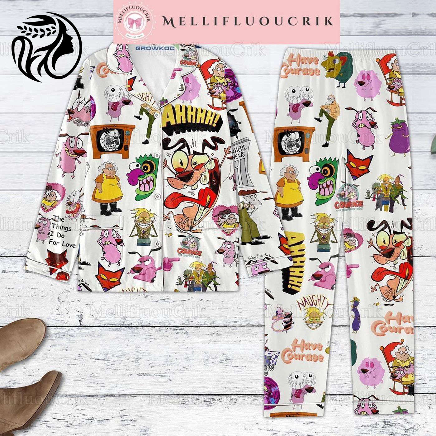 Cute Courage Holiday Pajamas: Courage the Cowardly Dog Set Perfect Cartoon Movie TV Series Shirt Ideal Birthday Gift