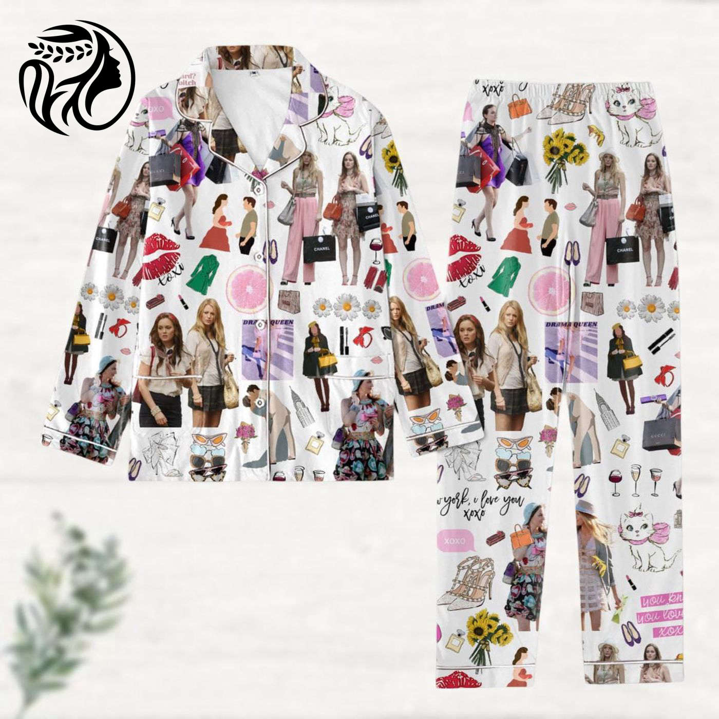 Gossip Girl Pajamas Set: Vintage TV Series Merch & Fan Gift with Blaire Serena Dan Humphrey Halloween Movie Shirt