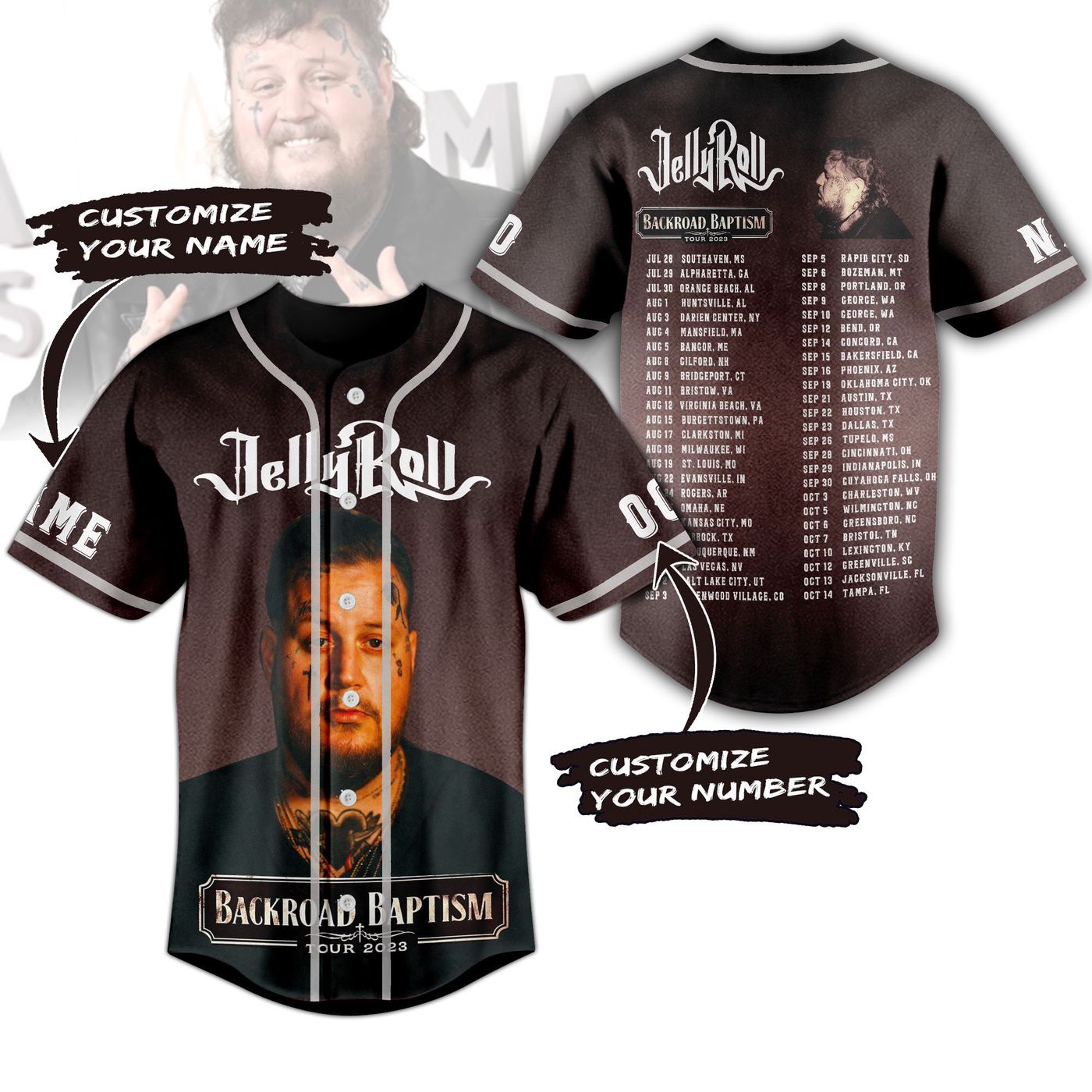 Jelly Roll Baseball Jersey For Men Women And Kids Gift