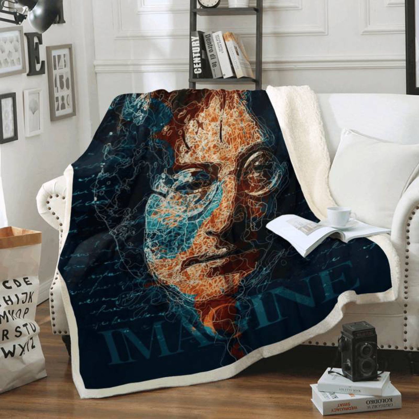 John Lennon Beatles Legend Band – Imagine Fleece Blanket: Iconic English Tribute for Cozy Comfort