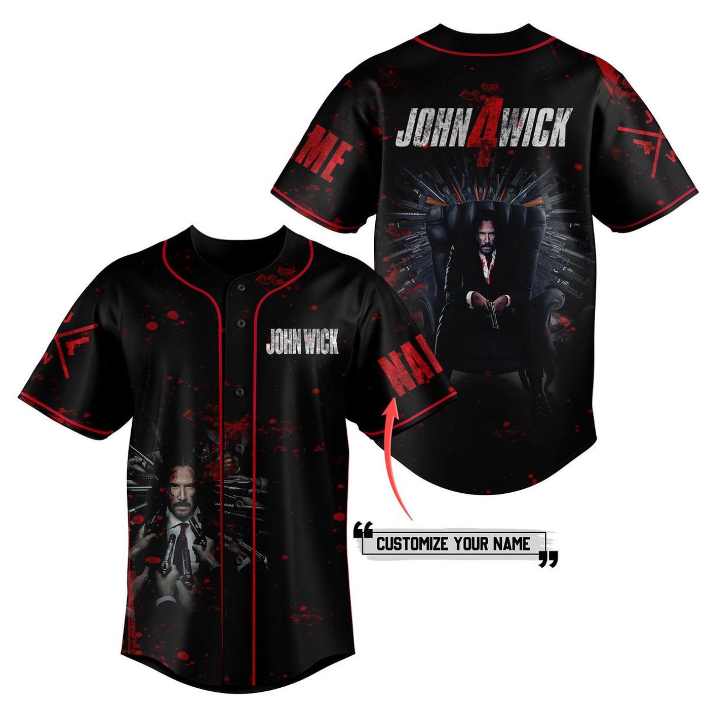 John Wick Baseball Jersey For Men Women And Kids Gift John Wick Baseball Jersey For Men Women And Kids Gift