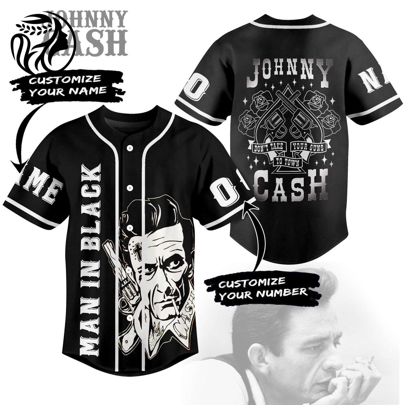 Johnny Cash Baseball Jersey For Men Women And Kids Gift
