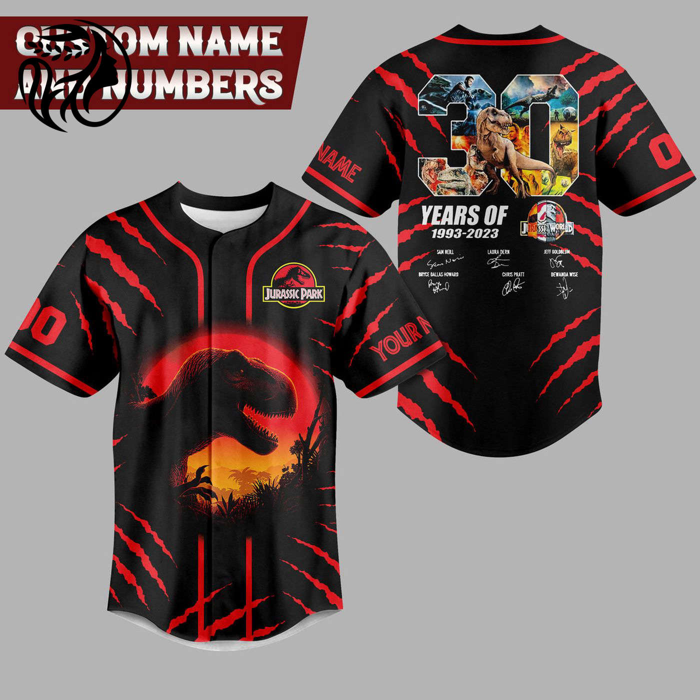 Jurassic Park Baseball Jersey For Men Women And Kids Gift