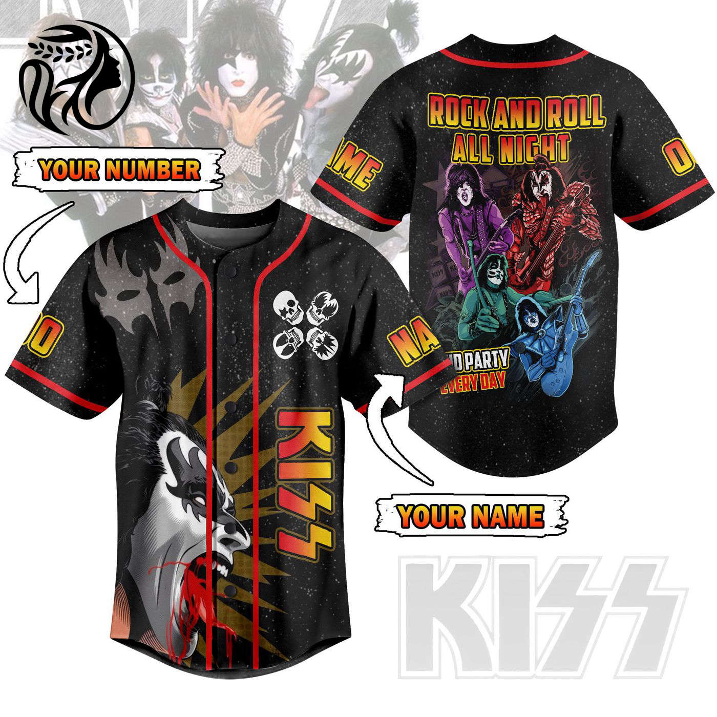 Kiss Rock Band Baseball Jersey For Men Women And Kids Gift