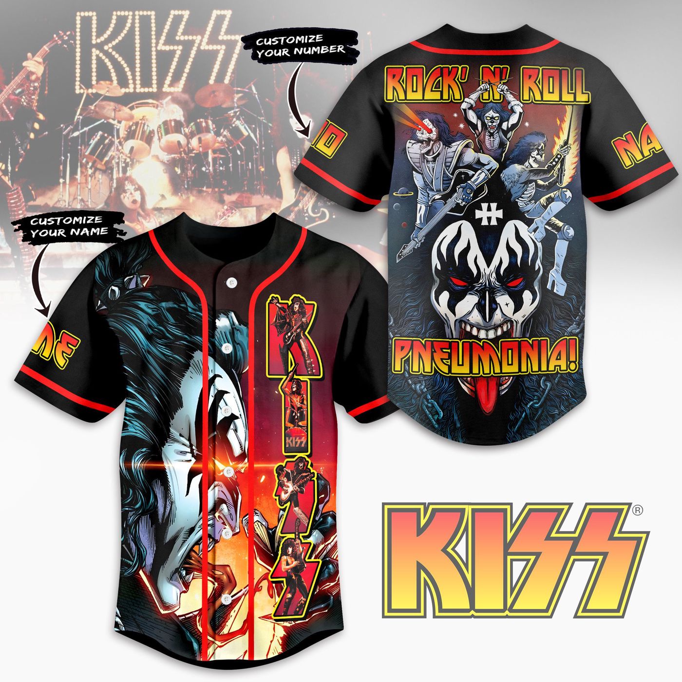 Kiss Rock Band Baseball Jersey For Men Women And Kids Gift