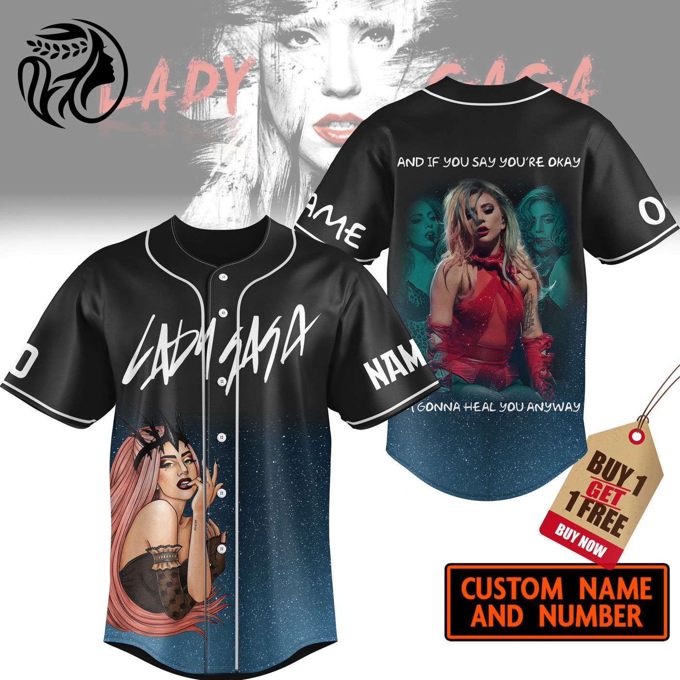 Lady Gaga Baseball Jersey For Men Women And Kids Gift