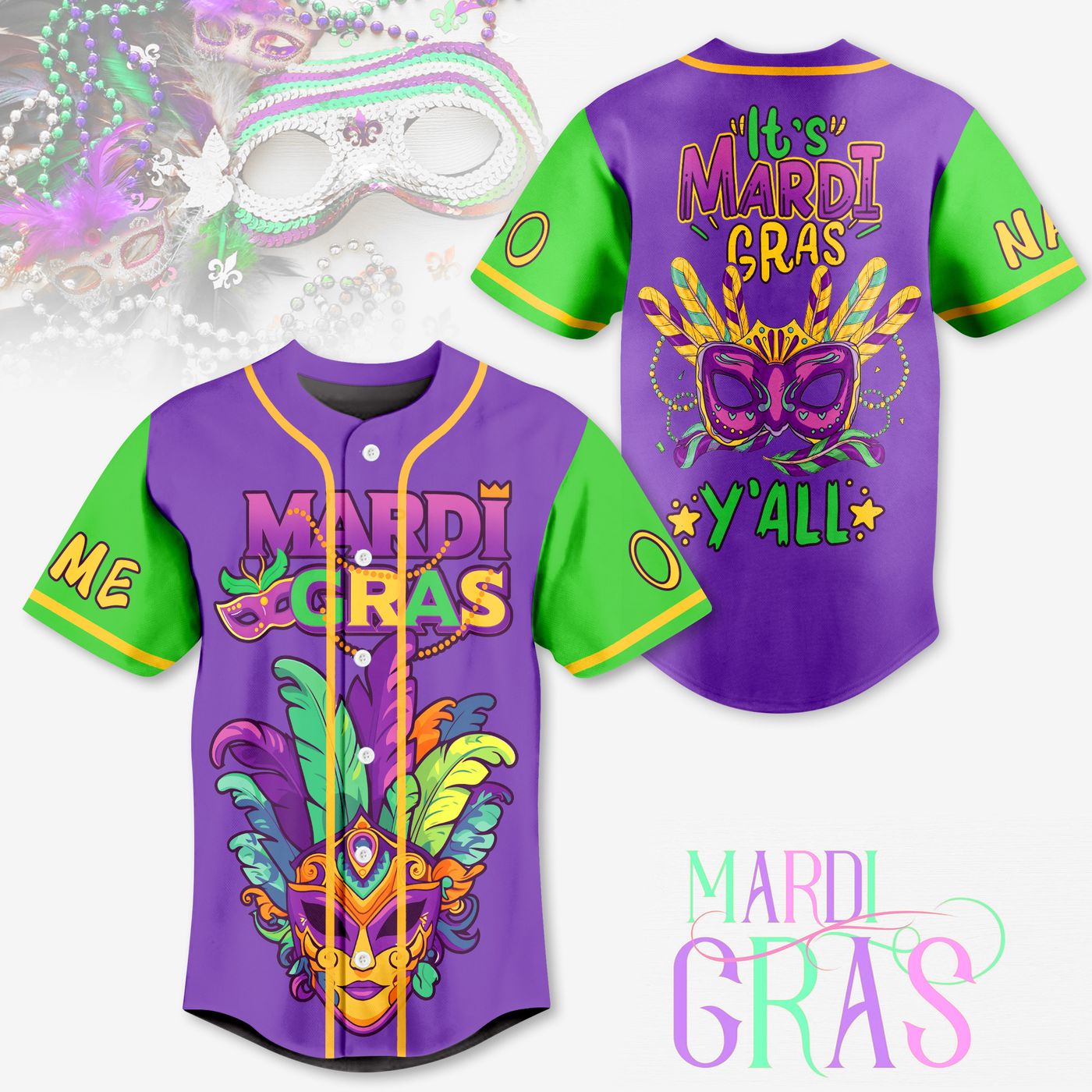 Mardi Gras Baseball Jersey For Men Women And Kids Gift Mardi Gras Baseball Jersey For Men Women And Kids Gift