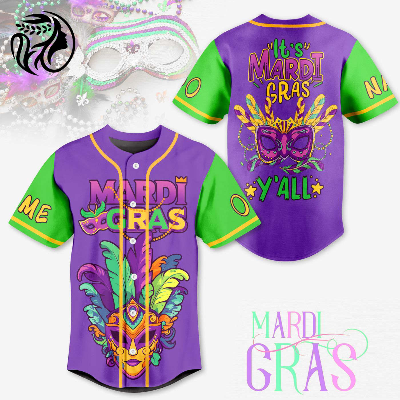 Mardi Gras Baseball Jersey For Men Women And Kids Gift