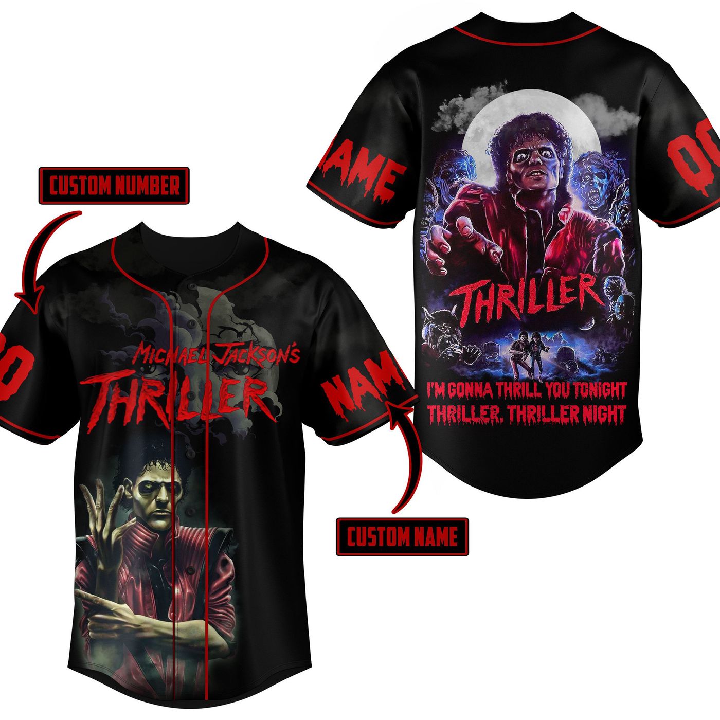 Michael Jackson Thriller Baseball Jersey For Men Women And Kids Gift