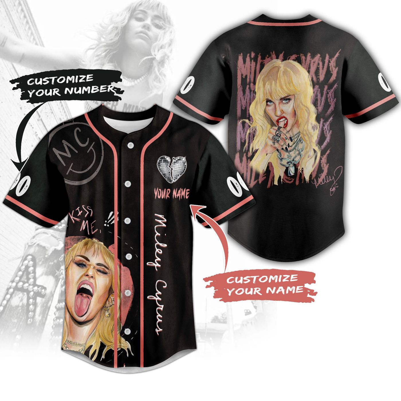 Miley Cyrus Baseball Jersey For Men Women And Kids Gift