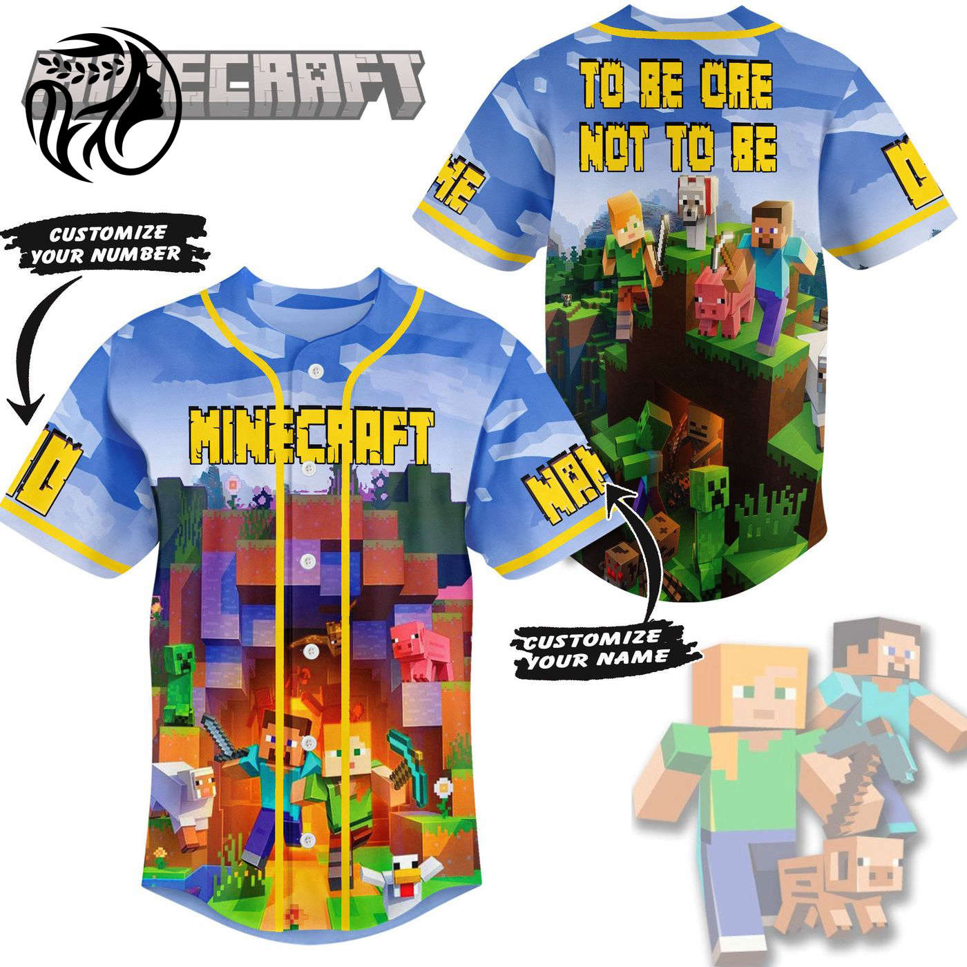 Minecraft Baseball Jersey For Men Women And Kids Gift