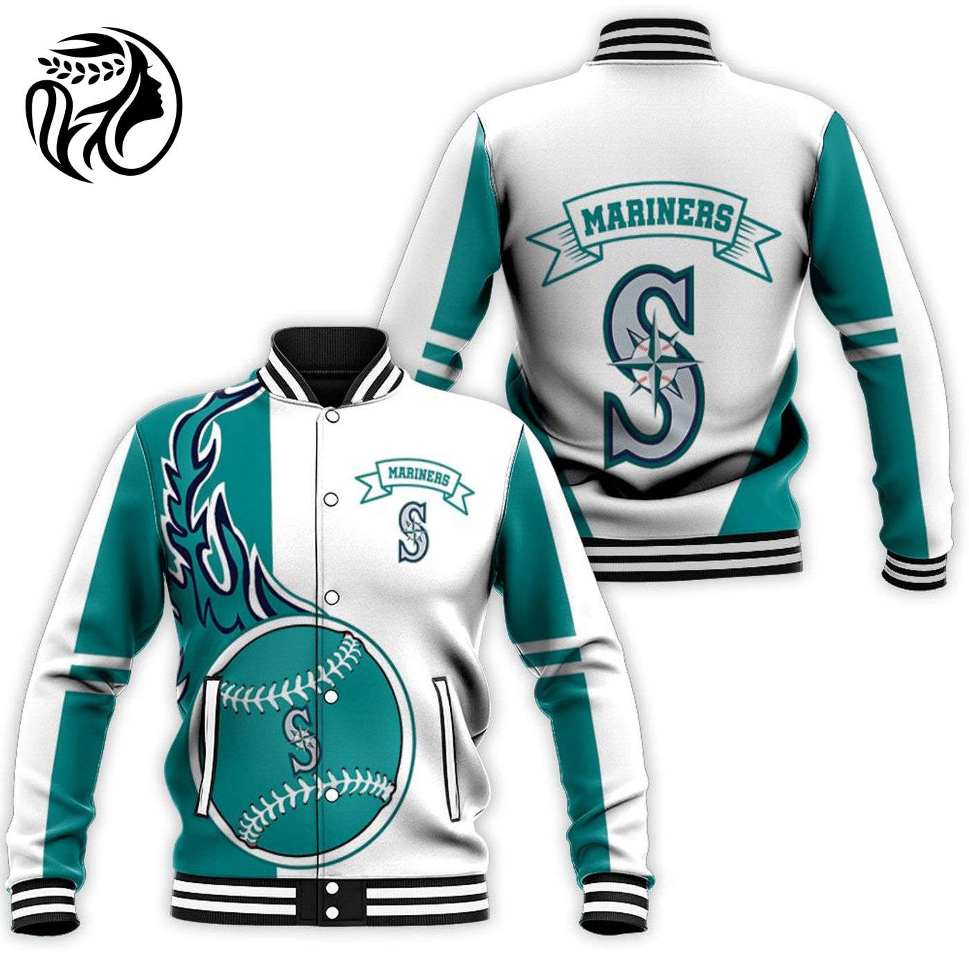 MLB Seattle Mariners Blue White Baseball Jacket - Stylish Comfortable and Official Merchandise