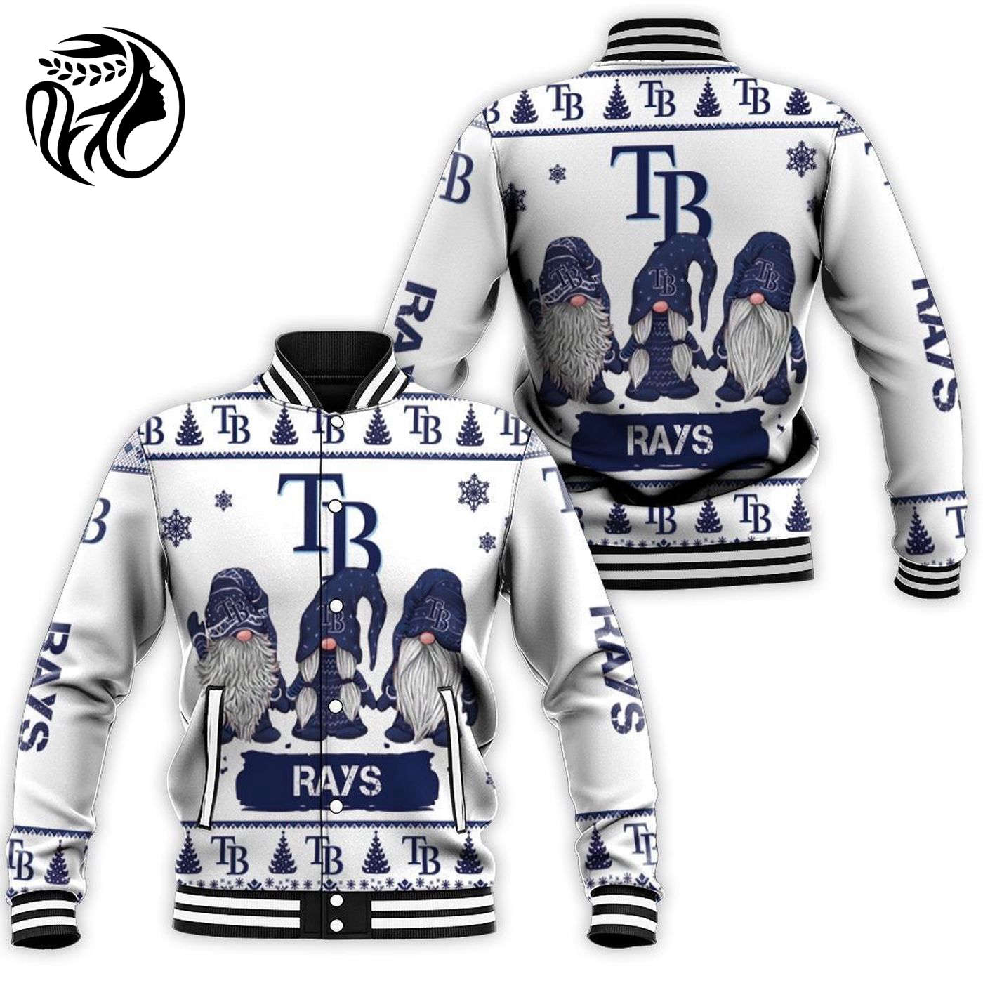 MLB Tampa Bay Rays Ugly Christmas Gnomes Baseball Jacket - Festive & Fun Gear!