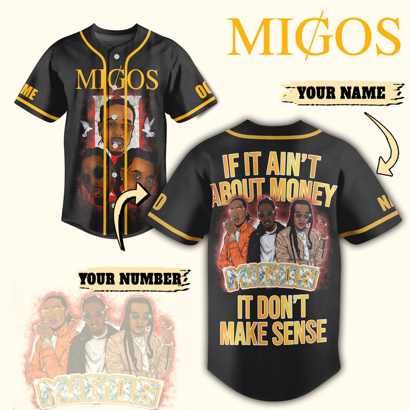 New Money Migos Baseball Jersey For Men Women And Kids Gift