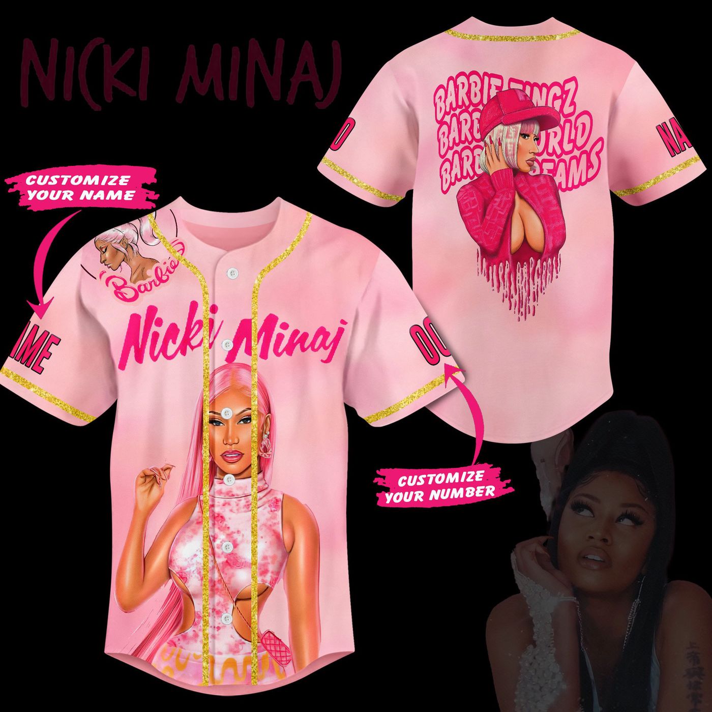 Nicki Minaj Baseball Jersey For Men Women And Kids Gift