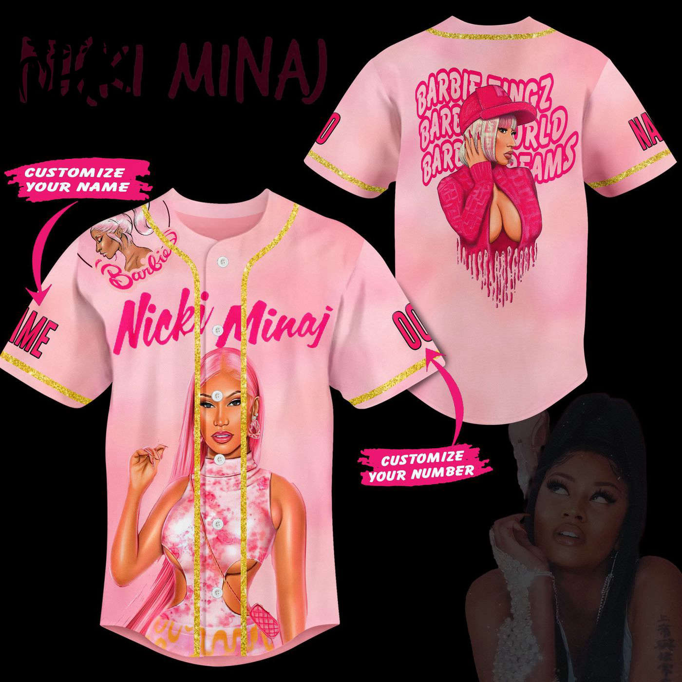 Nicki Minaj Baseball Jersey For Men Women And Kids Gift
