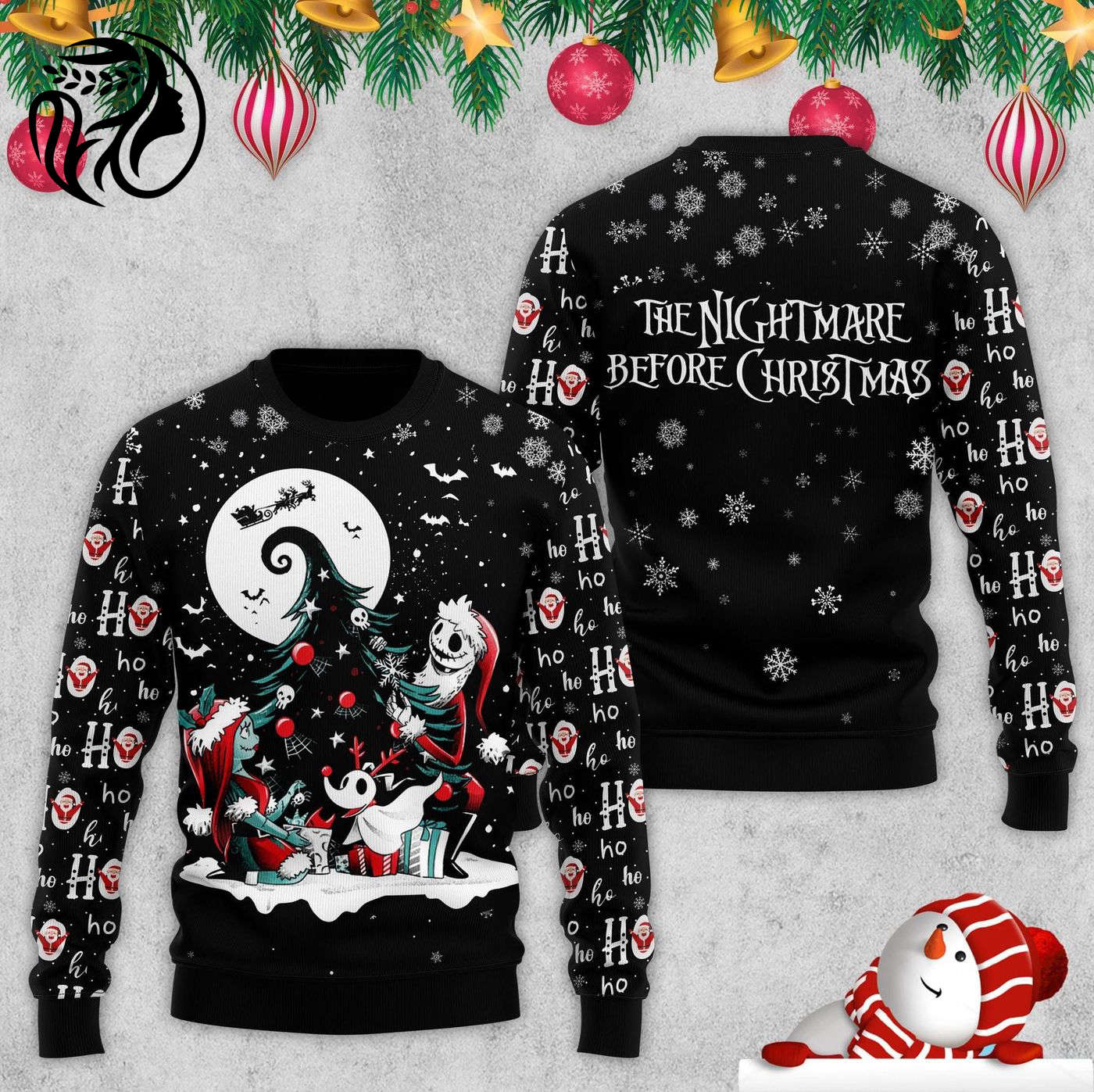 Spooky Christmas Sweaters: Nightmare Before Christmas Jack & Sally Oogie Boogie Jack Skellington