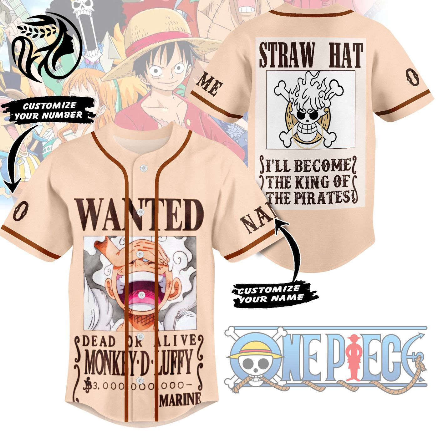One Piece Baseball Jersey For Men Women And Kids Gift
