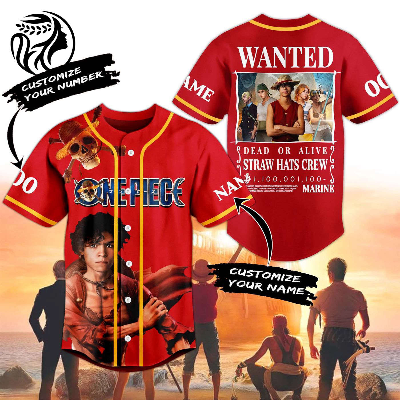 One Piece Baseball Jersey For Men Women And Kids Gift