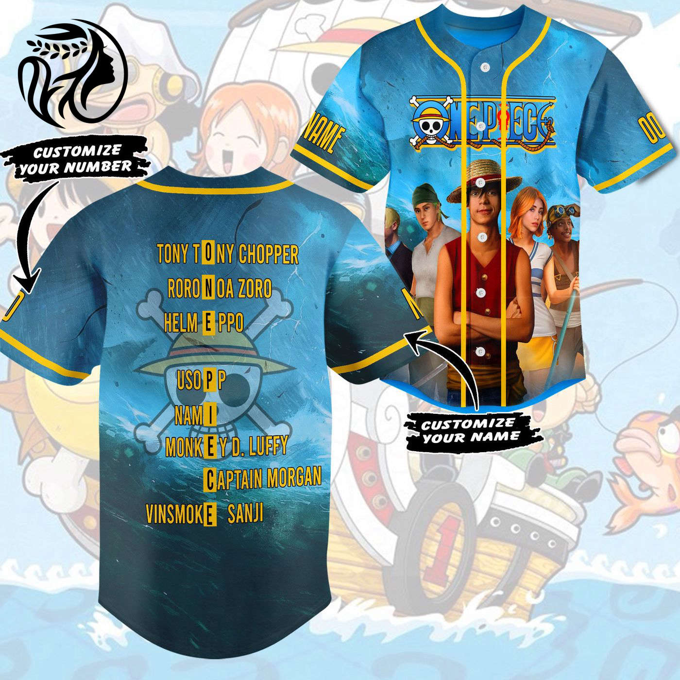 One Piece Characters Baseball Jersey For Men Women And Kids Gift