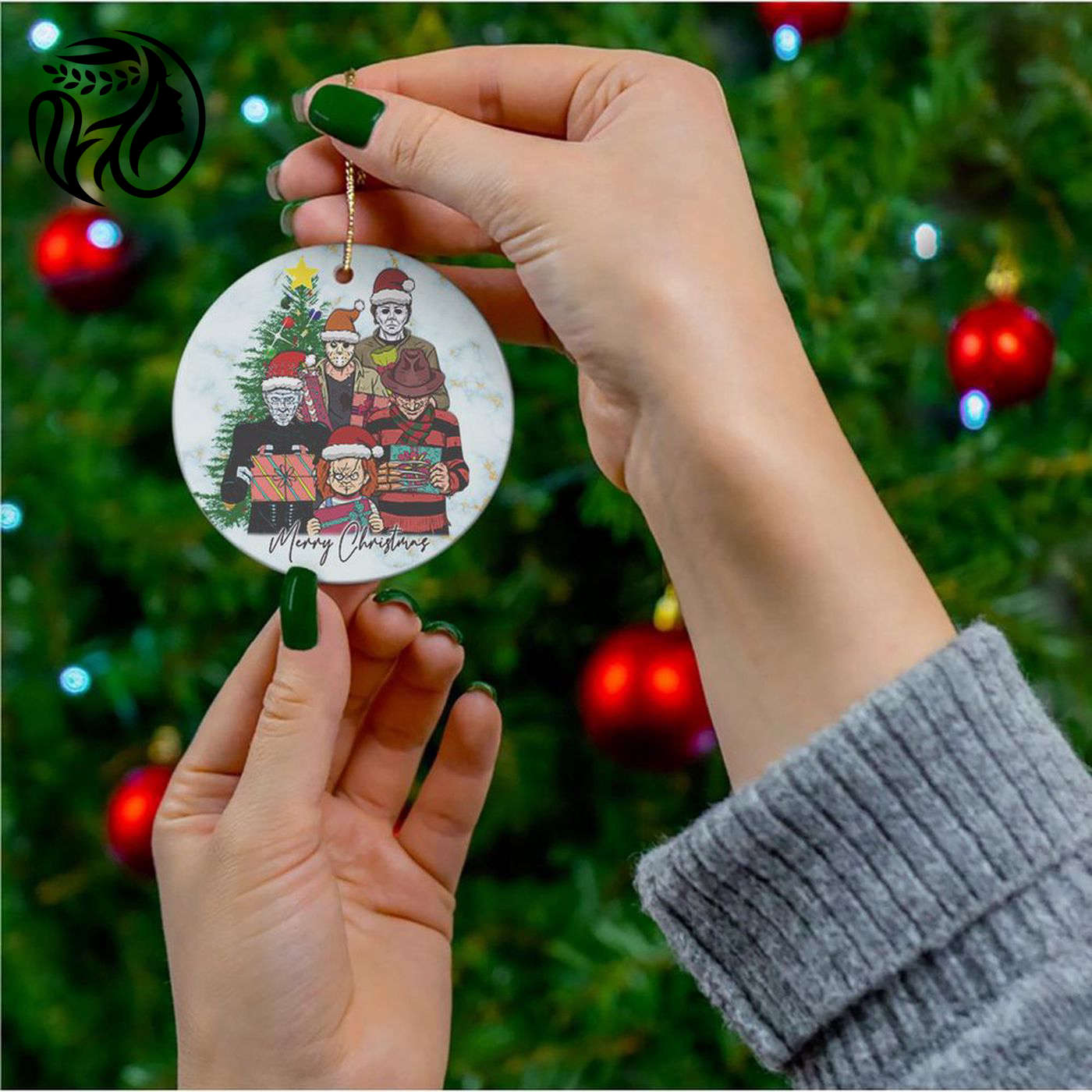 Spooky Christmas Delight: Ceramic Horror Movie Ornament – Shop Now!