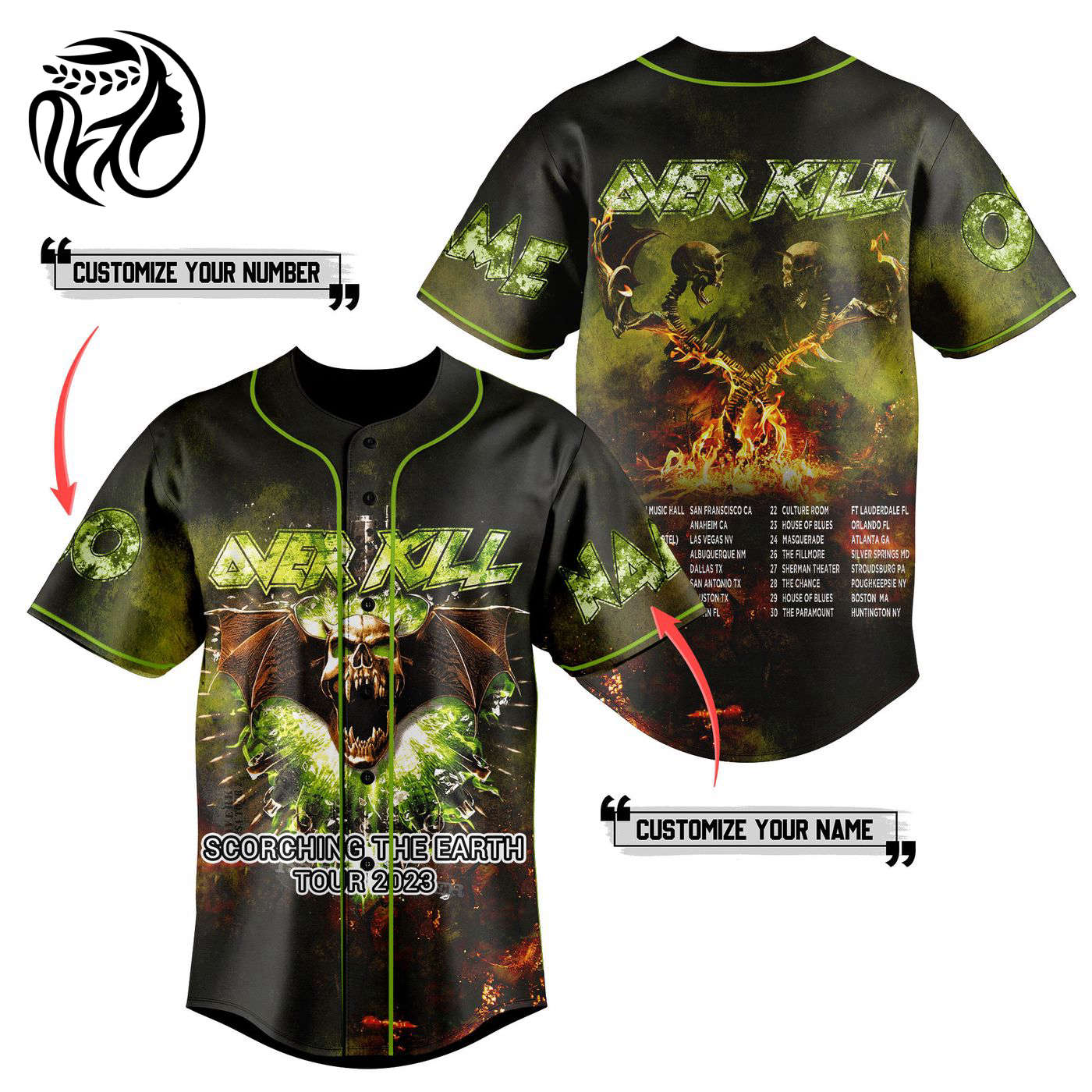 Over Kill Scorching the Earth World Tour Baseball Jersey For Men Women And Kids Gift