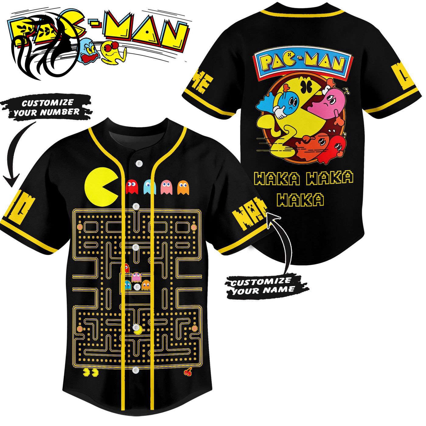 Pac-Man Baseball Jersey For Men Women And Kids Gift