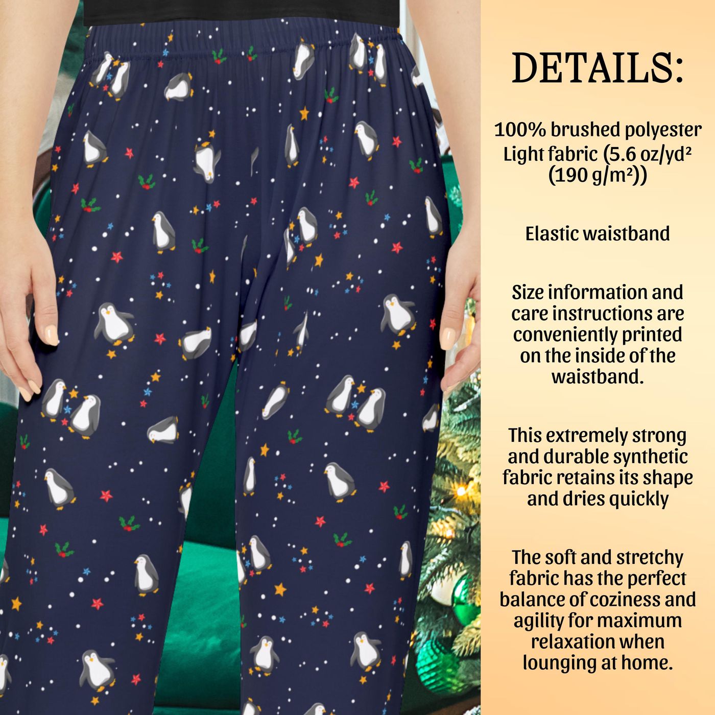 Cute Penguin Family Pajama Pants: Matching Xmas Sleepwear for Holidays – Comfy Lightweight Loungewear