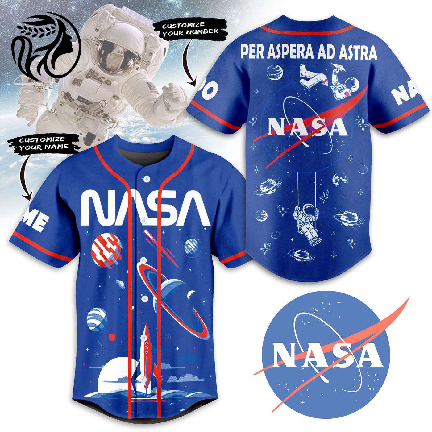 Per Aspera ad Astra Nasa Baseball Jersey For Men Women And Kids Gift