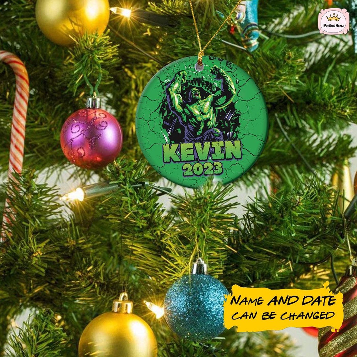Custom Name Hulk Christmas Ornament – Unique Xmas Decoration & Movie Gift 2023