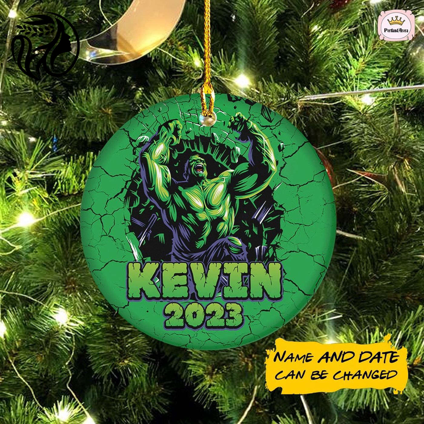 Custom Name Hulk Christmas Ornament – Unique Xmas Decoration & Movie Gift 2023