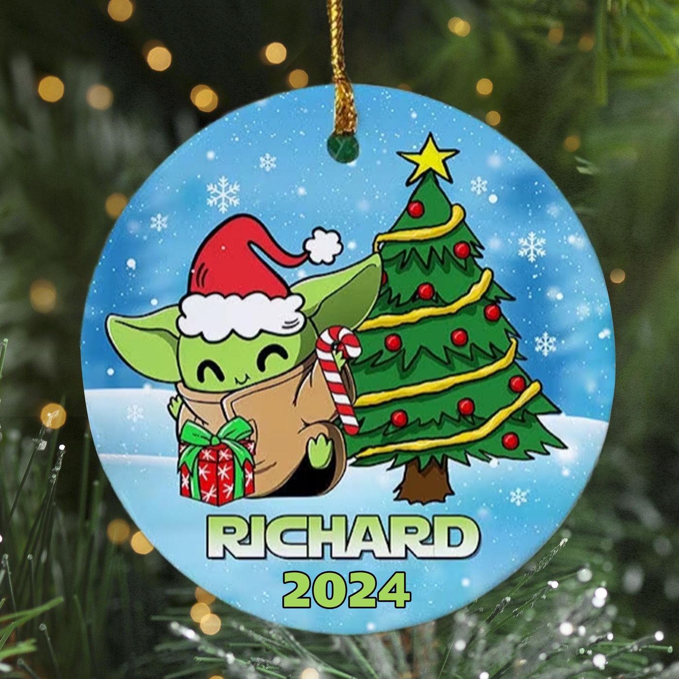 Custom Green Baby Christmas Ornament: Alien Baby 2024 Tree Decor Galaxy Movie Character Xmas Gift for Kid