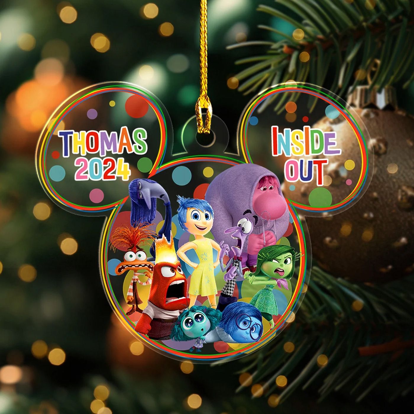 Inside Out Personalized Ornament: 2024 Acrylic Keepsake with Movie Characters